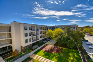 Exterior view of the apartment community
